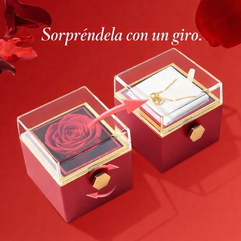 Caja de rosas con collar personalizable